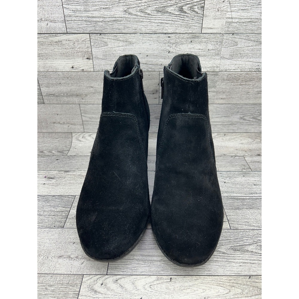 Clarks Collection Women Black Suede Block Heel Ankle Boots Size 8.5 M 26128847